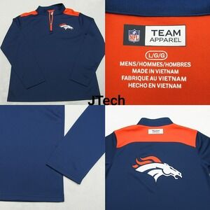 Denver Broncos Shirt Men Large NFL Blue Long Sleeve Lightweight 1/2 Zip Pullover